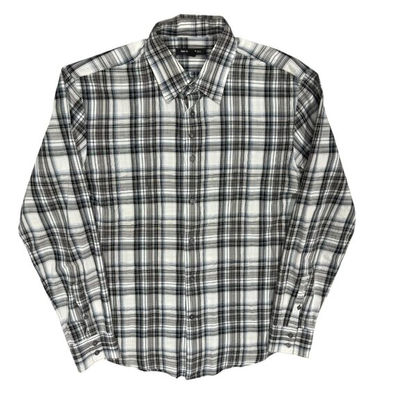 John Varvatos Long Sleeve Button Up Plaid Shirt Cotton Lightweight Medium - Picture 1 of 8